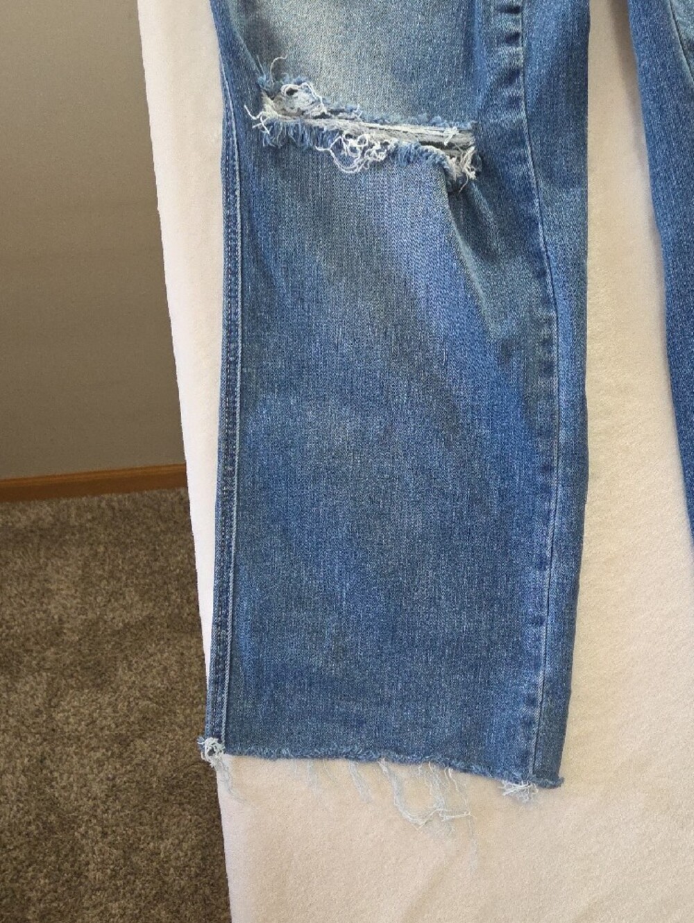 Judy Blue Medium Light Blue Distressed Straight Jeans - Picture 3 of 9